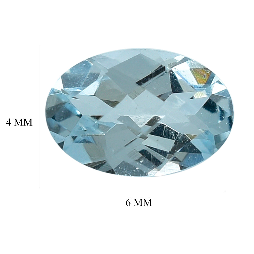AQUAMARINE CHECKER CUT OVAL (A) 6X4MM 0.40 Cts.