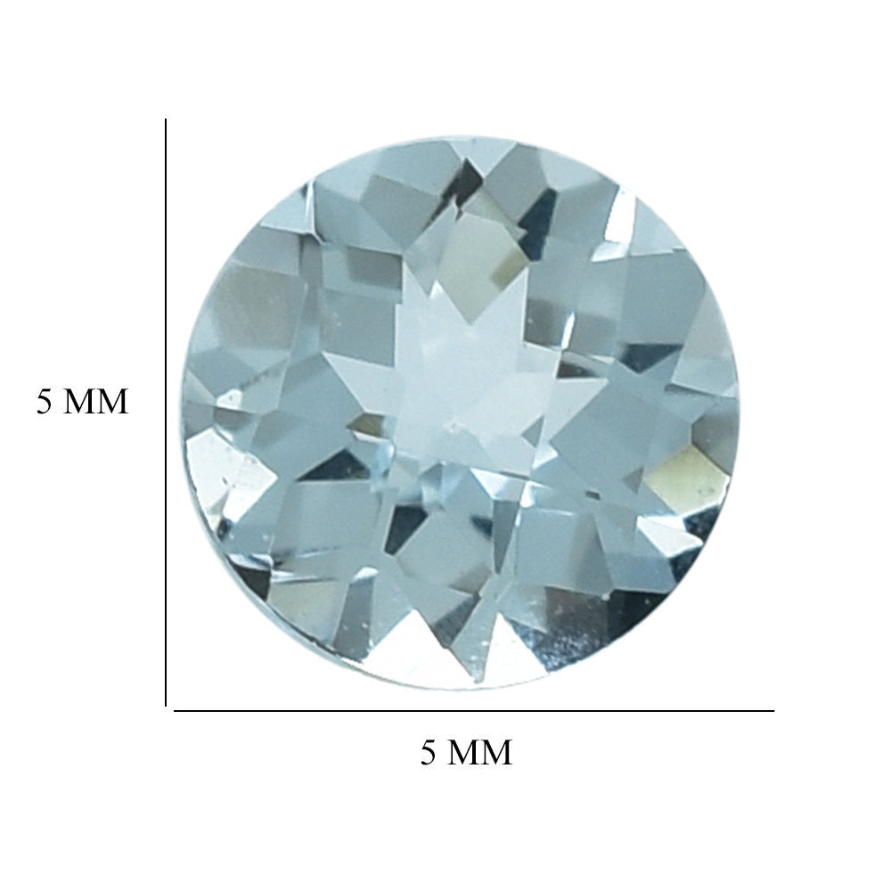 AQUAMARINE CHECEKR CUT ROUND (A) 5MM 0.39 Cts.