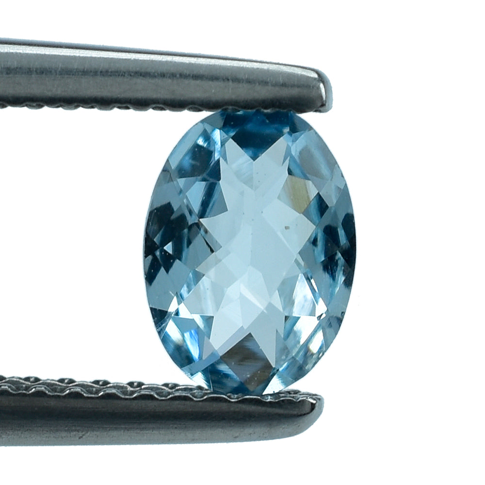 AQUAMARINE CHECKER CUT OVAL (A++) WINDOW) 7X5MM 0.58 Cts.