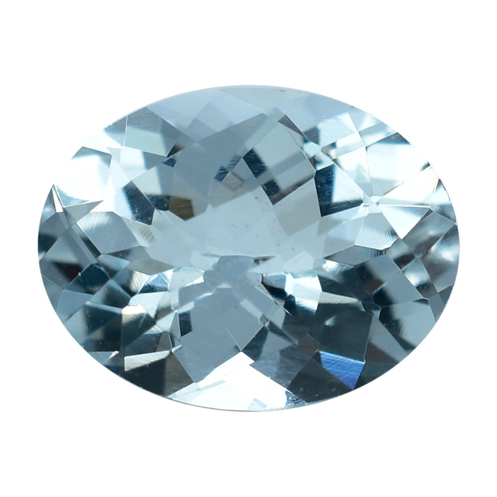 AQUAMARINE CHECKER CUT OVAL (C/SI) 9X7MM 1.81 Cts.