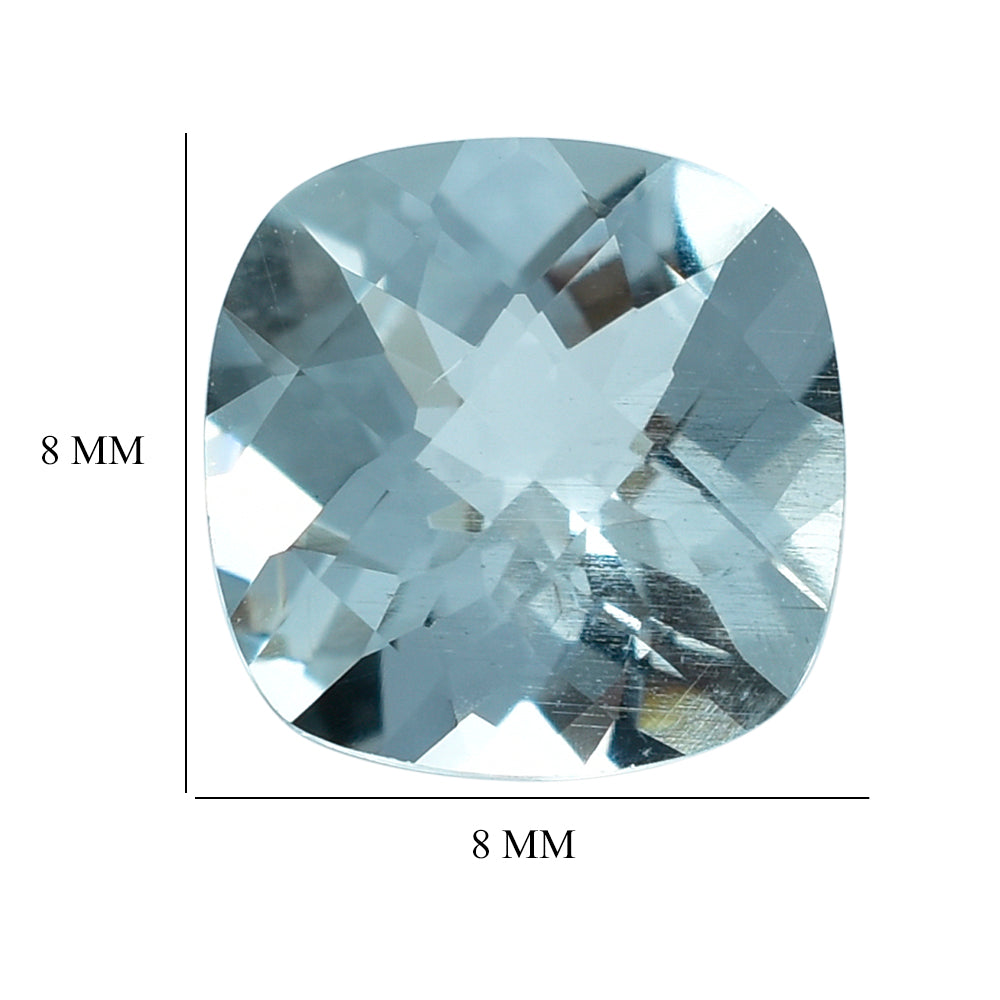 AQUAMARINE CHECKER CUT CUSHIION (C/SI) 8MM 1.70 Cts.