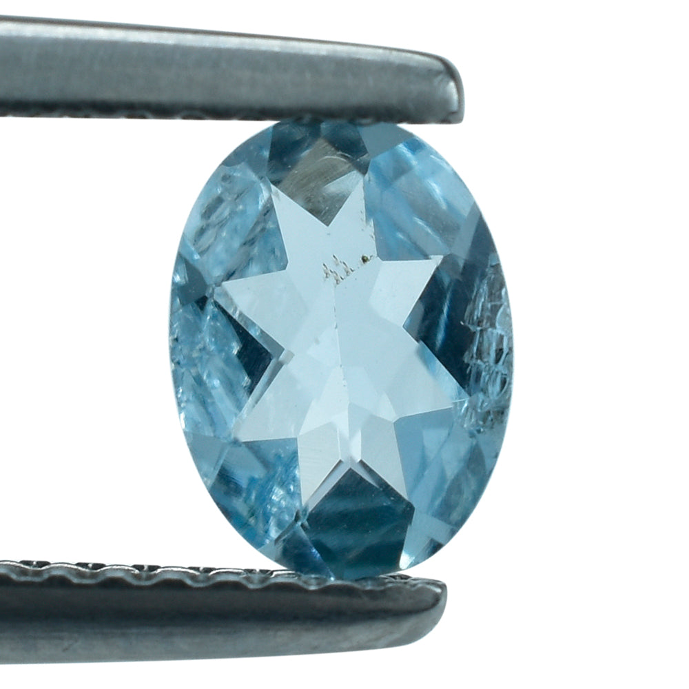 AQUAMARINE CHECKER CUT OVAL (A+/HI) 7X5MM 0.57 Cts.
