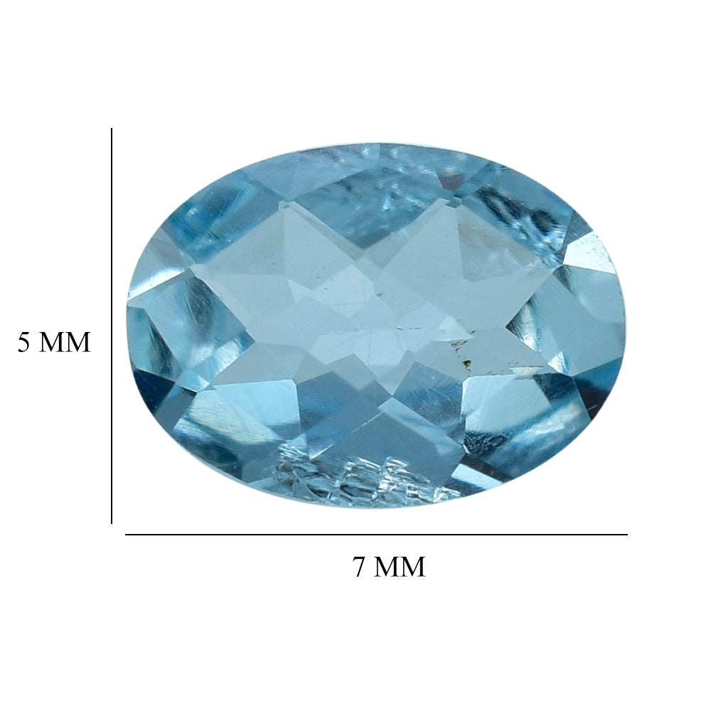AQUAMARINE CHECKER CUT OVAL (A+/HI) 7X5MM 0.57 Cts.