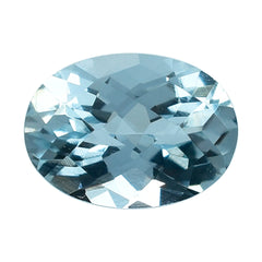 AQUAMARINE CHECKER CUT OVAL (B/SI) 7X5MM 0.76 Cts.