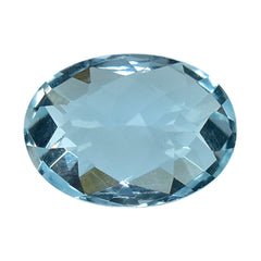 AQUAMARINE CHECKER CUT OVAL (B/SI) 7X5MM 0.76 Cts.