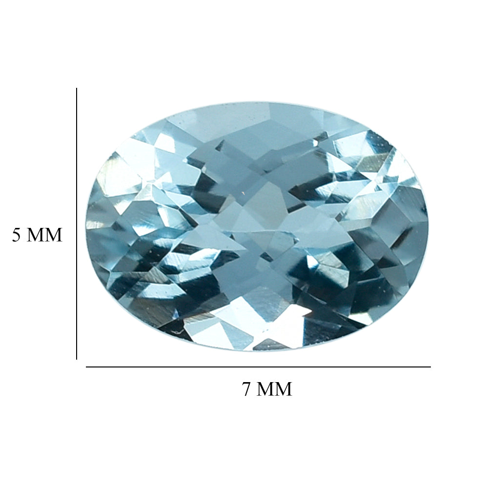 AQUAMARINE CHECKER CUT OVAL (B/SI) 7X5MM 0.76 Cts.
