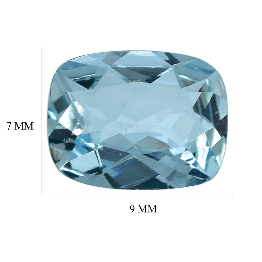 AQUAMARINE CUT CUSHION (A+)(WINDOW) 9X7MM 1.55 Cts.