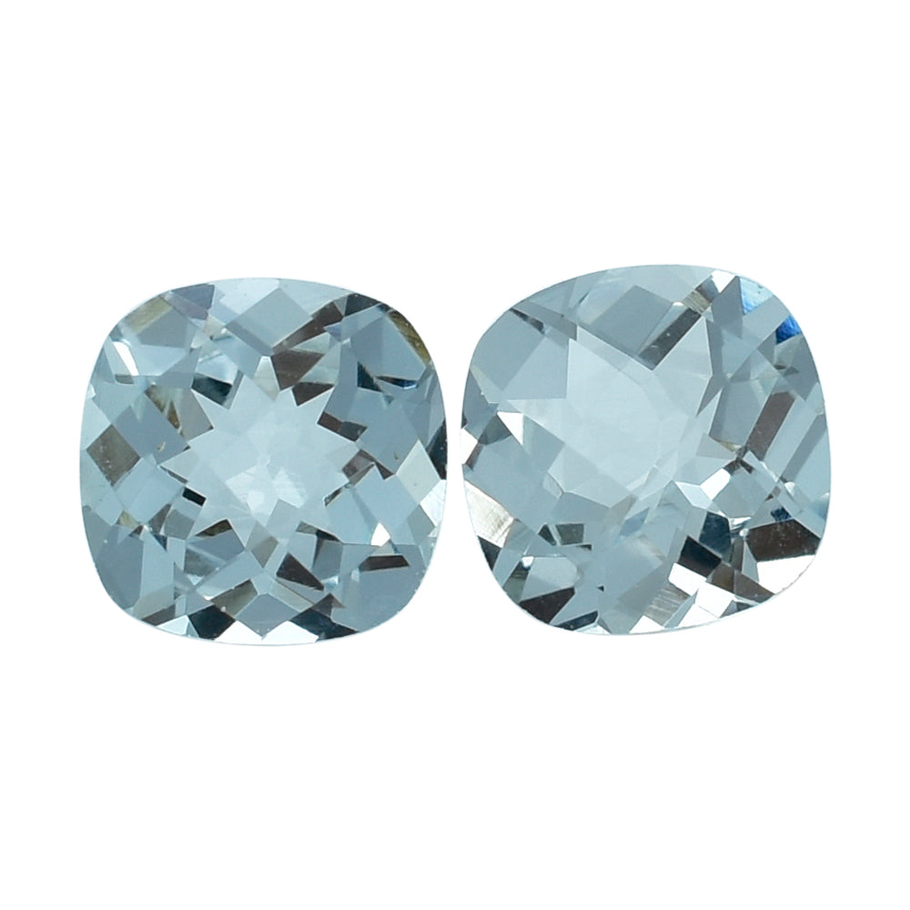 AQUAMARINE CHECKER CUT CUSHION (C) 6MM 0.83 Cts.
