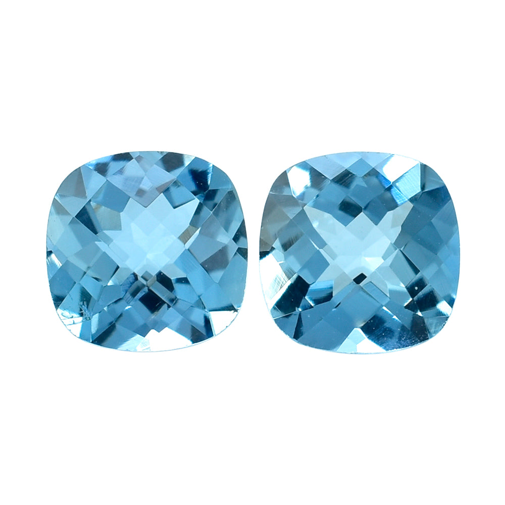 AQUAMARINE CHECKER CUT CUSHION (A++++) 6MM 0.79 Cts.