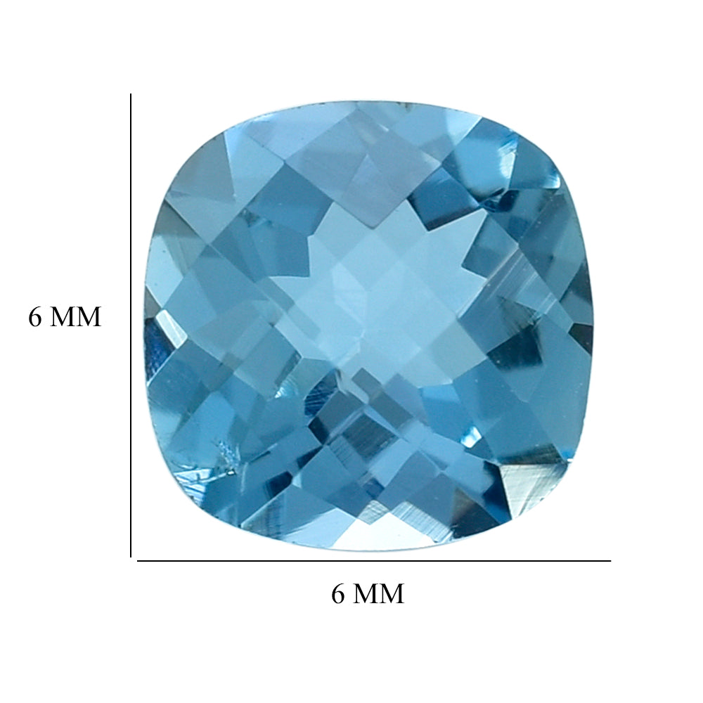 AQUAMARINE CHECKER CUT CUSHION (A++++) 6MM 0.79 Cts.