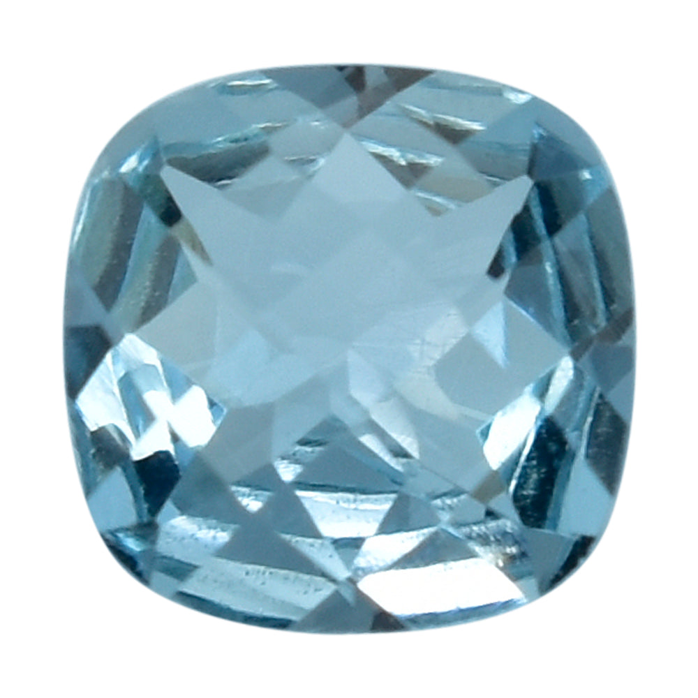 AQUAMARINE CHECKER CUT CUSHION (A++) (WINDOW) 6MM 0.72 Cts.