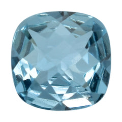 AQUAMARINE CHECKER CUT CUSHION (A++) (WINDOW) 6MM 0.72 Cts.