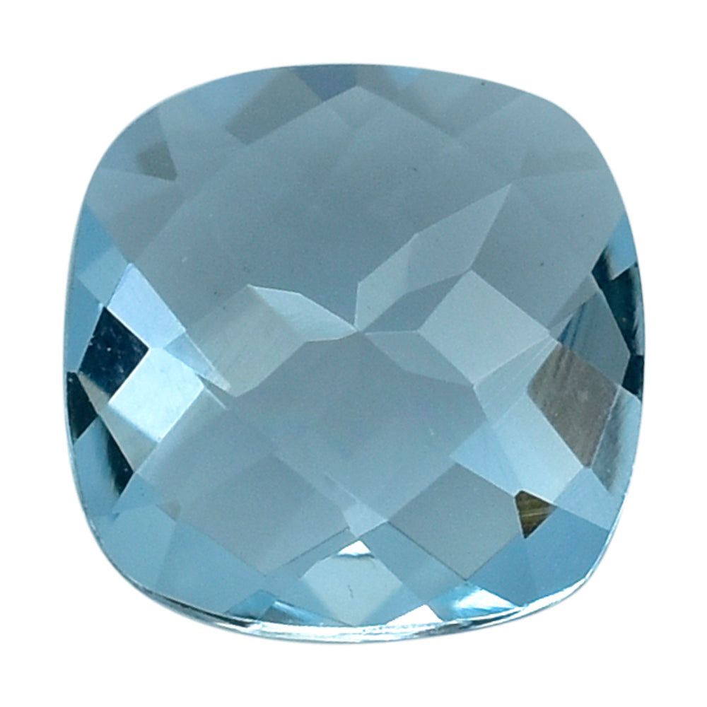 AQUAMARINE CHECKER CUT CUSHION (A++) (WINDOW) 6MM 0.72 Cts.
