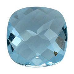 AQUAMARINE CHECKER CUT CUSHION (A++) (WINDOW) 6MM 0.72 Cts.
