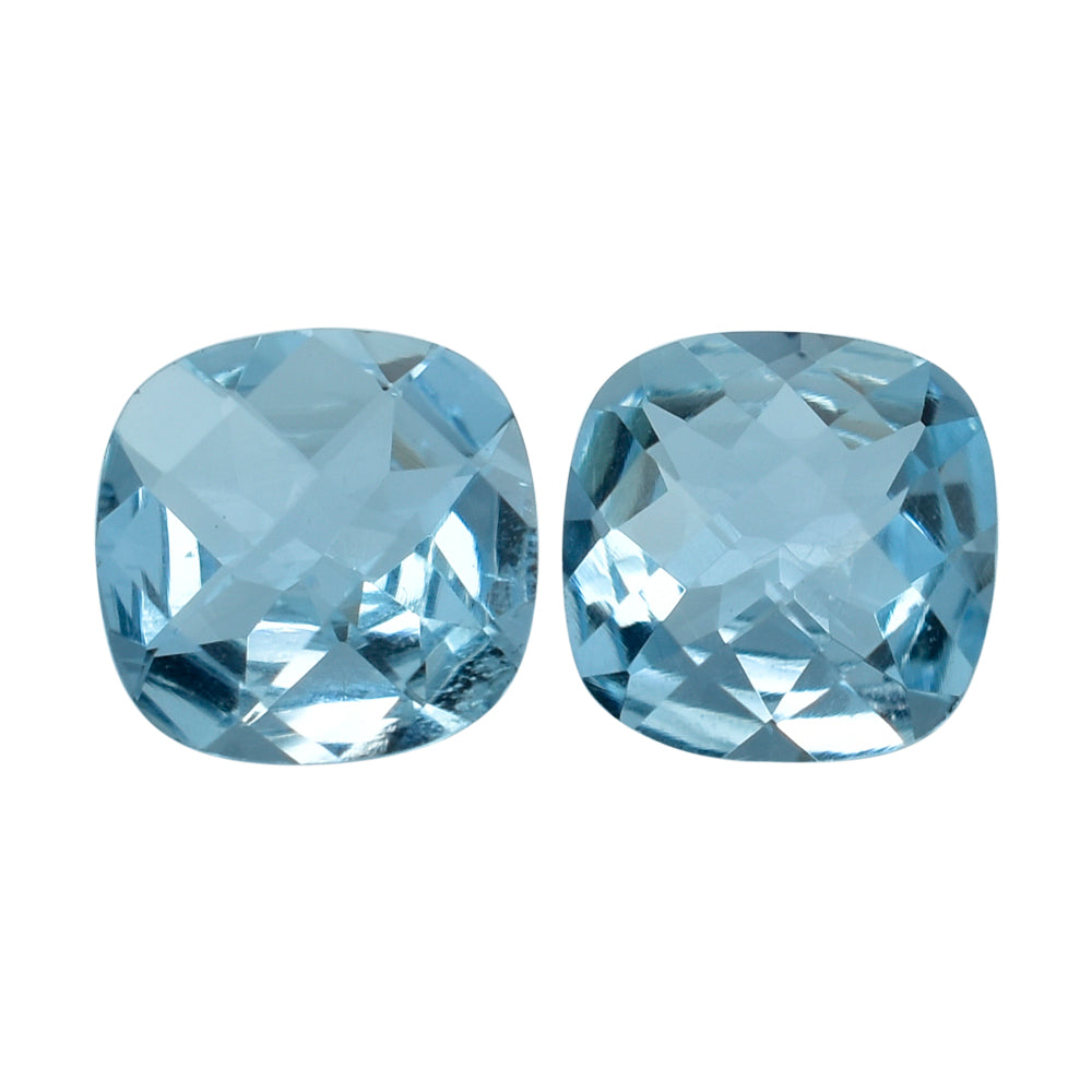 AQUAMARINE CHECKER CUT CUSHION (A++) (WINDOW) 6MM 0.72 Cts.