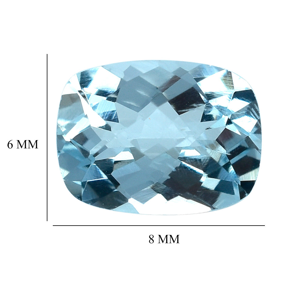 AQUAMARINE CHECKER CUT CUSHION (A) 8X6MM 1.30 Cts.