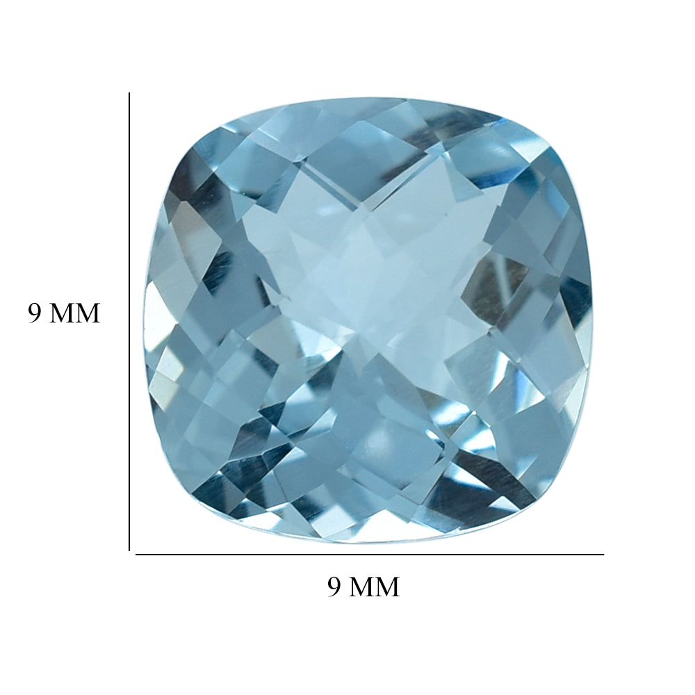 AQUAMARINE CHECKER CUT CUSHION (A+) 9MM 2.48 Cts.