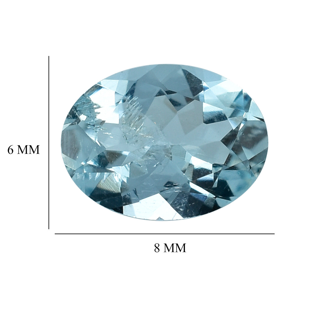 AQUAMARINE CUT OVAL (A) (WINDOW) 8X6MM 1.02 Cts.