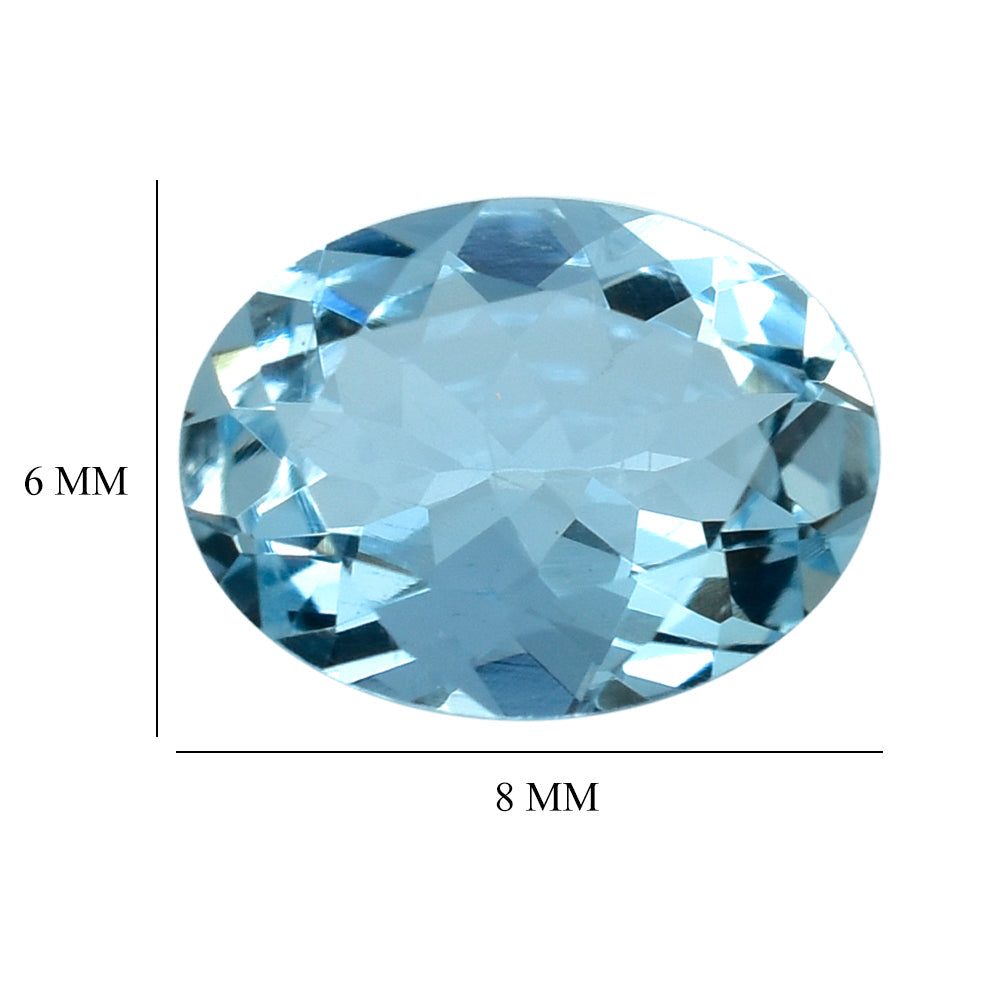 AQUAMARINE CUT OVAL (A+) (WINDOW) 8X6MM 0.95 Cts.