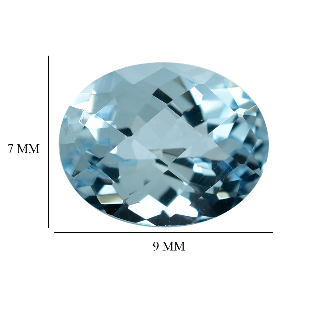 AQUAMARINE CHECKER CUT OVAL (A) 9X7MM 1.90 Cts.