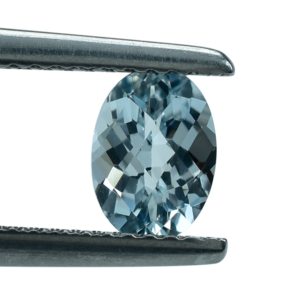 AQUAMARINE CHECKER CUT OVAL (B) 7X5MM 0.75 Cts.