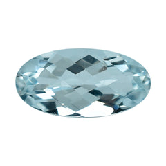 AQUAMARINE CHECKER CUT OVAL (C) 8X4MM 0.70 Cts.