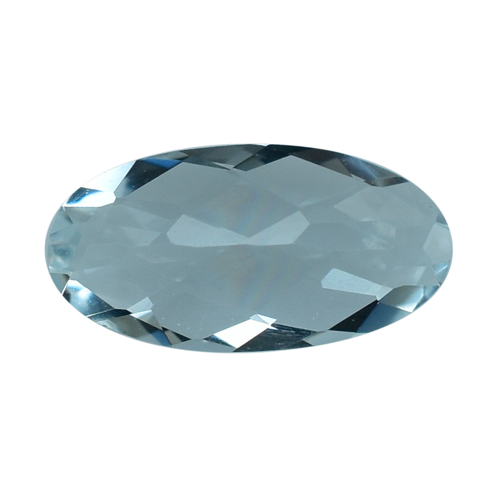 AQUAMARINE CHECKER CUT OVAL (C) 8X4MM 0.70 Cts.