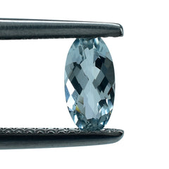 AQUAMARINE CHECKER CUT OVAL (C) 8X4MM 0.70 Cts.