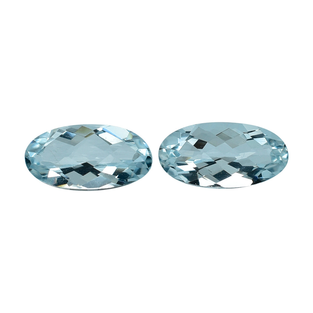 AQUAMARINE CHECKER CUT OVAL (C) 8X4MM 0.70 Cts.