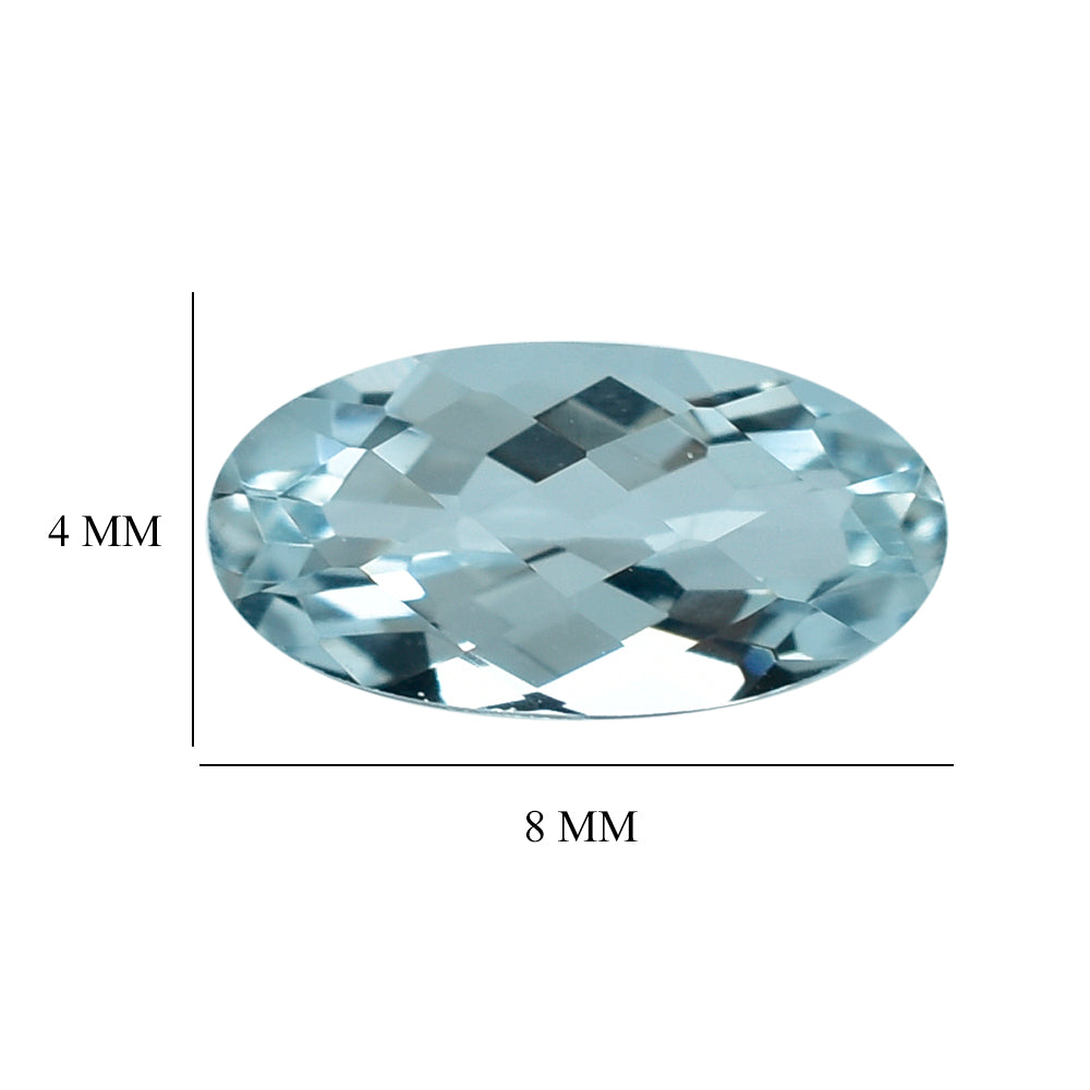 AQUAMARINE CHECKER CUT OVAL (C) 8X4MM 0.70 Cts.
