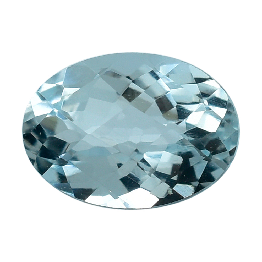 AQUAMARINE CHECEKER CUT OVAL (C) 7X5MM 0.73 Cts.