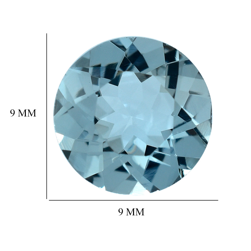 AQUAMARINE CUT ROUND (A+) 9MM 2.10 Cts.