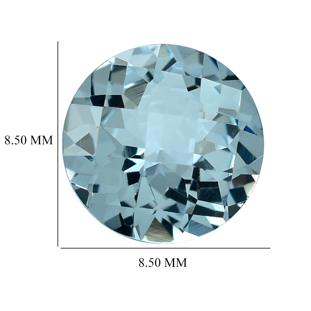 AQUAMARINE CHECKER CUT ROUND (C) 8.50MM 2 Cts.