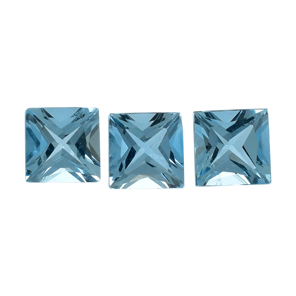AQUAMARINE PRINCESS CUT SQUARE (A++/SI) 3MM 0.11 Cts.