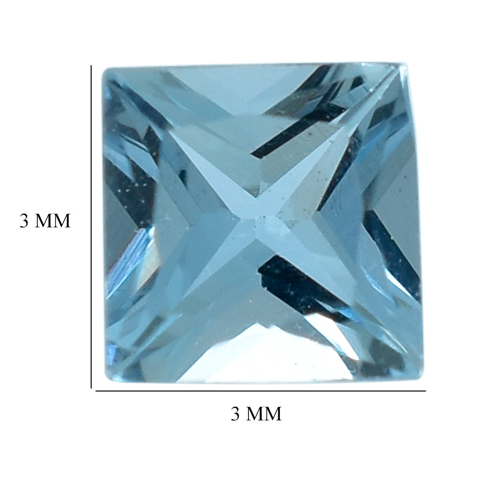 AQUAMARINE PRINCESS CUT SQUARE (A++/SI) 3MM 0.11 Cts.