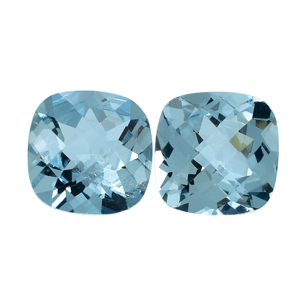 AQUAMARINE CHECKER CUT CUSHION (A++/SI) 7MM 1.11 Cts.