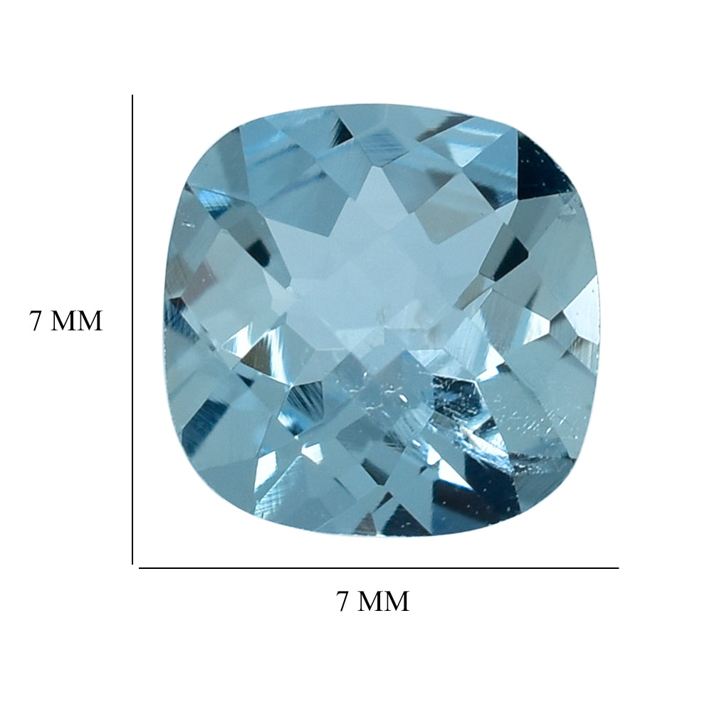 AQUAMARINE CHECKER CUT CUSHION (A++/SI) 7MM 1.11 Cts.