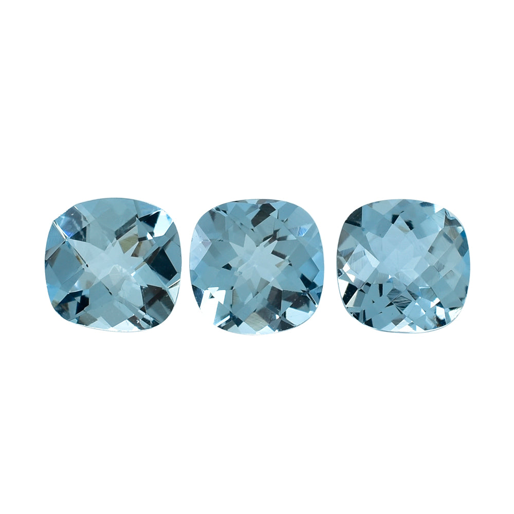 AQUAMARINE CHECKER CUT CUSHION (A++/SI) 6MM 0.76 Cts.