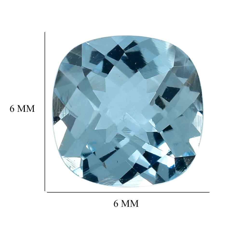AQUAMARINE CHECKER CUT CUSHION (A++/SI) 6MM 0.76 Cts.