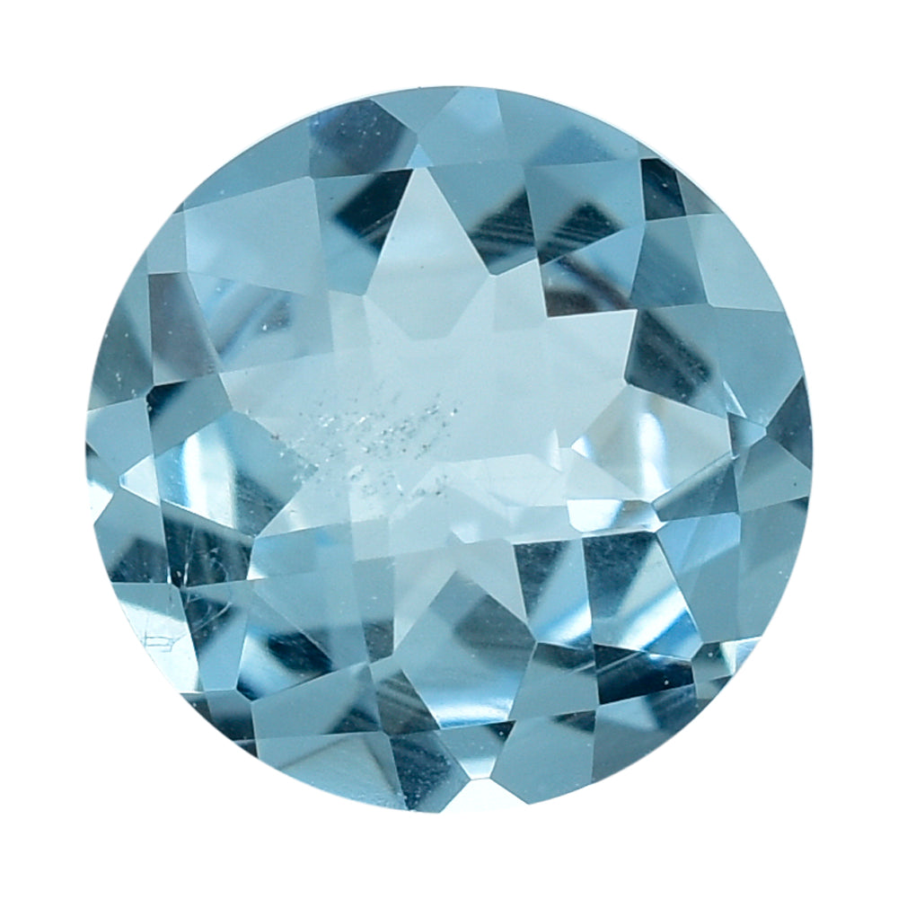 AQUAMARINE CHECKER CUT ROUND (A++/SI) 6.50MM 0.82 Cts.
