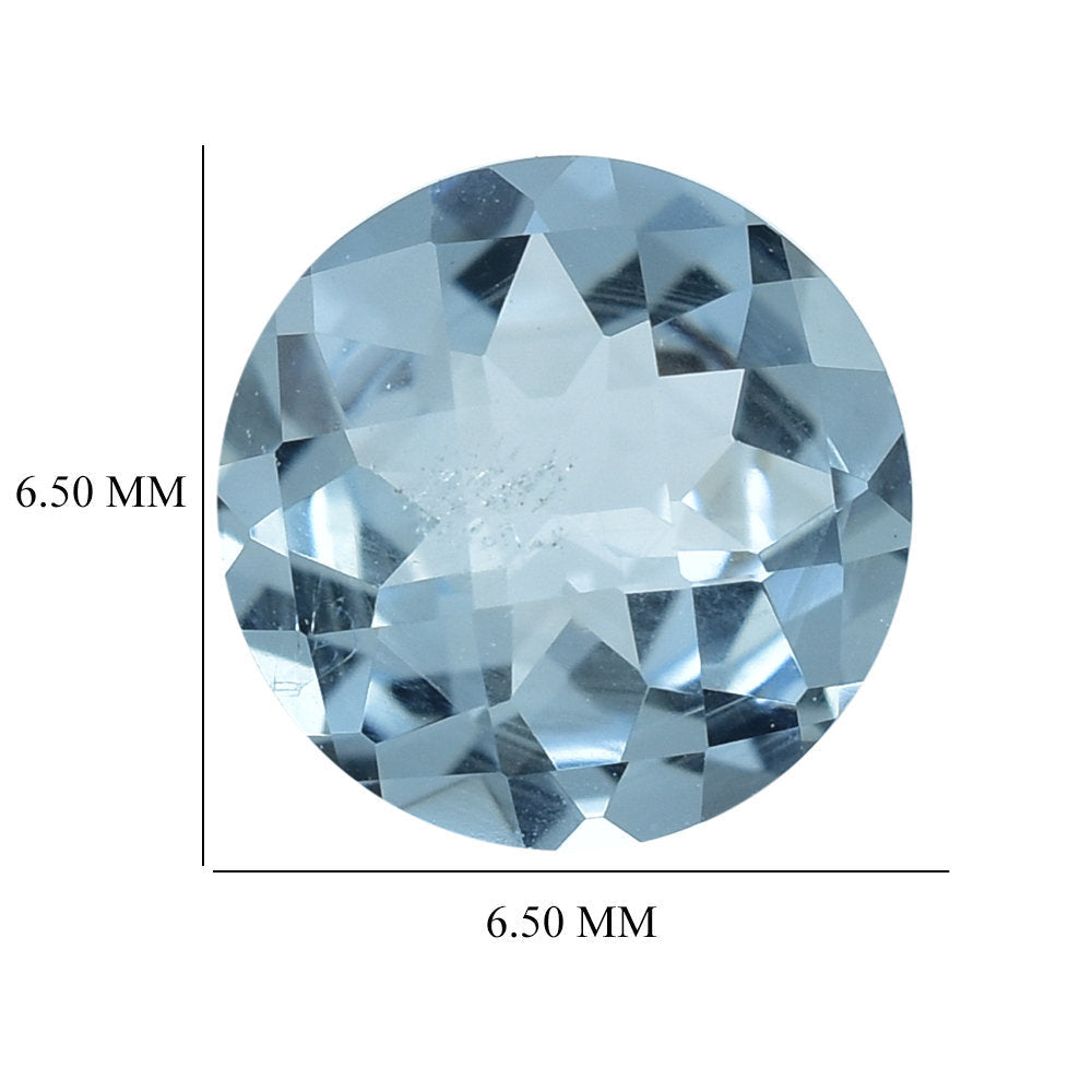 AQUAMARINE CHECKER CUT ROUND (A++/SI) 6.50MM 0.82 Cts.