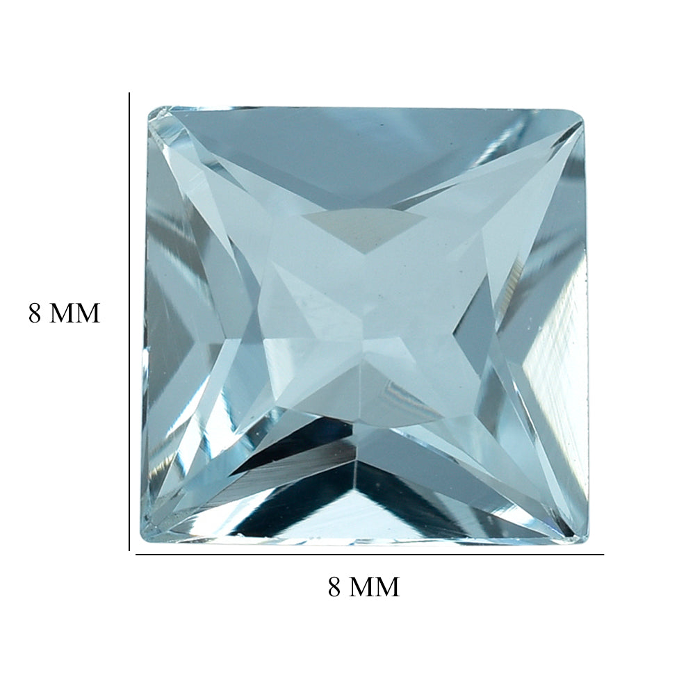 AQUAMARINE PRINCESS CUT SQUARE (C) 8MM 1.80 Cts.