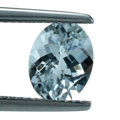 AQUAMARINE CHECKER CUT OVAL (C) 9X7MM 1.95 Cts.