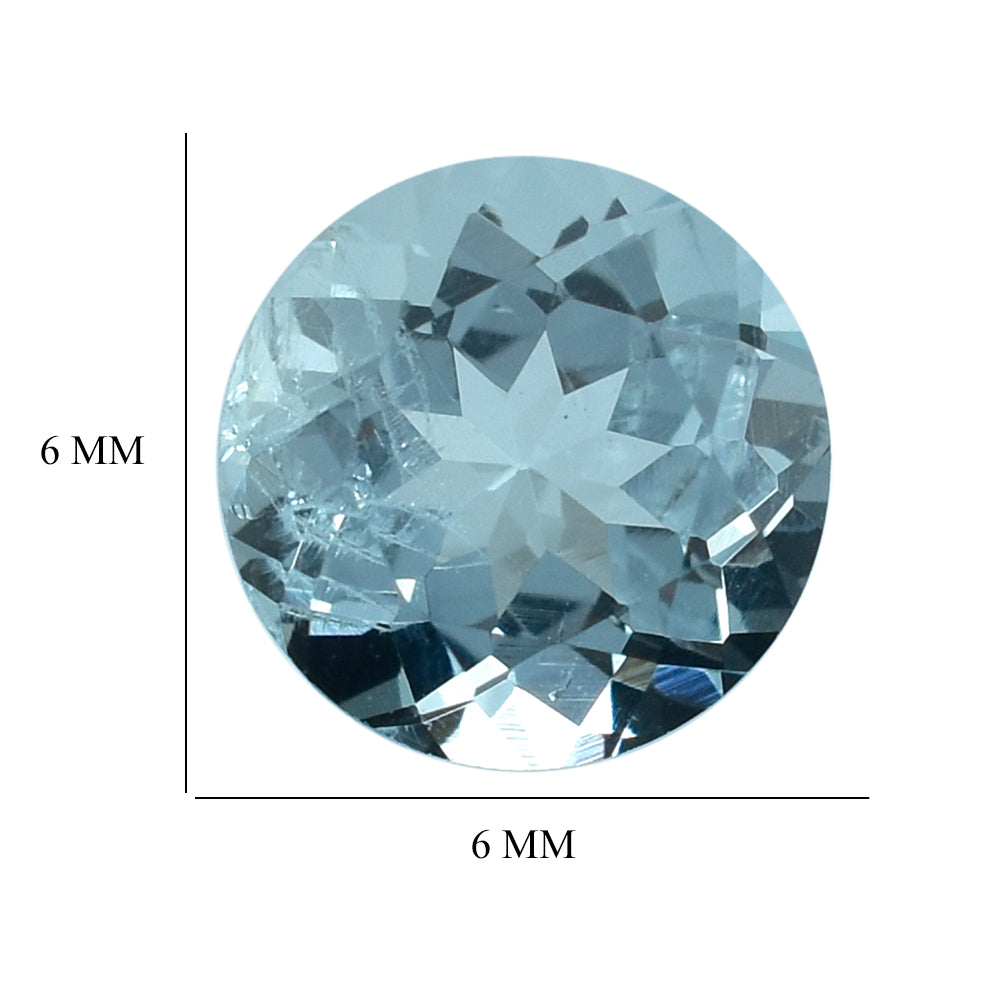 AQUAMARINE CUT ROUND (B/SI) 6MM 0.81 Cts.