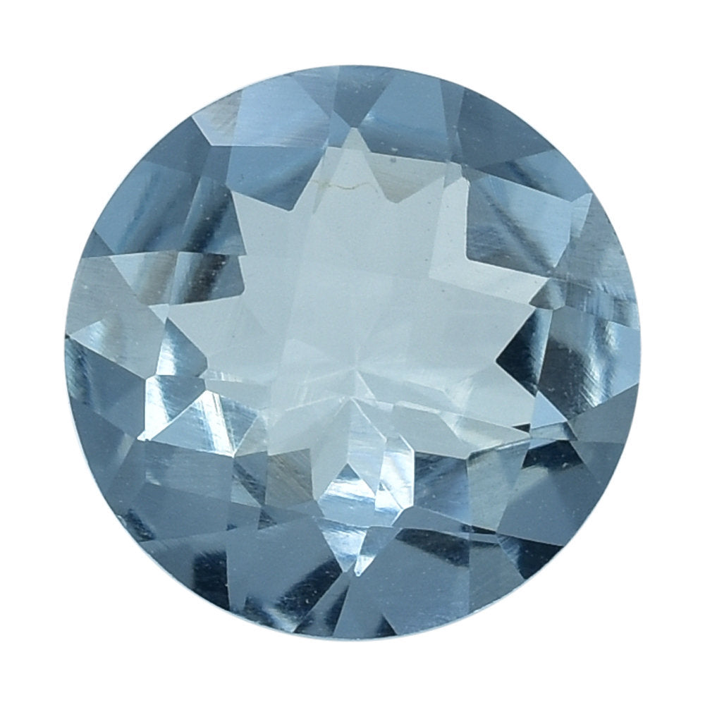 AQUAMARINE CHECKER CUT ROUND (A++/WINDOW) 8MM 1.40 Cts.