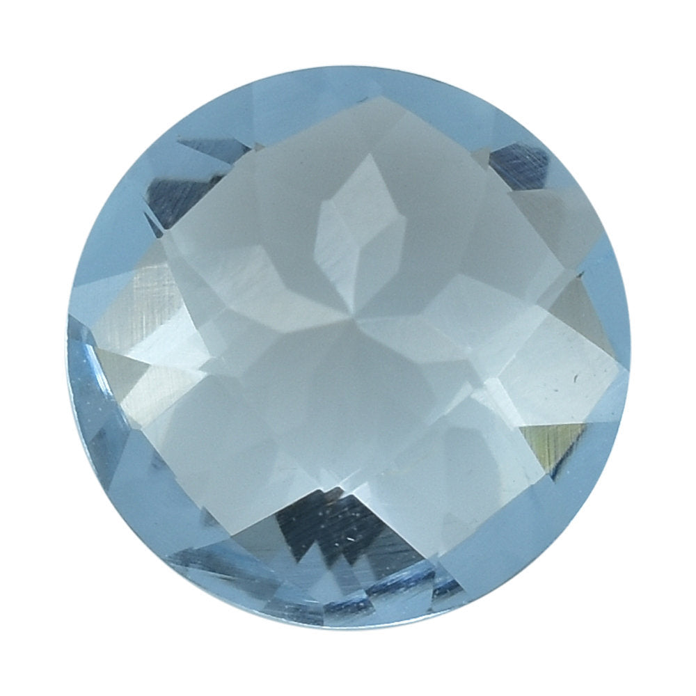 AQUAMARINE CHECKER CUT ROUND (A++/WINDOW) 8MM 1.40 Cts.