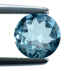 AQUAMARINE CHECKER CUT ROUND (A++/WINDOW) 8MM 1.40 Cts.