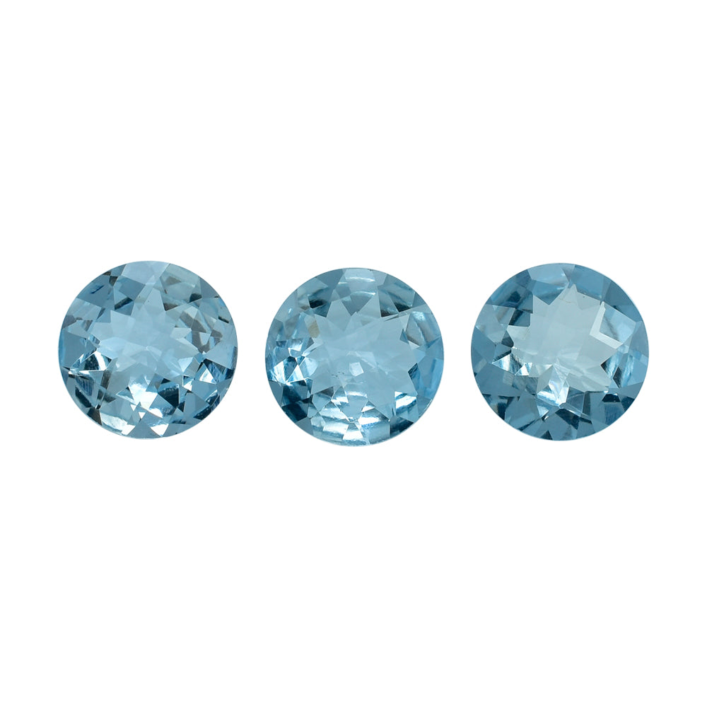 AQUAMARINE CHECKER CUT ROUND (A++/WINDOW) 8MM 1.40 Cts.