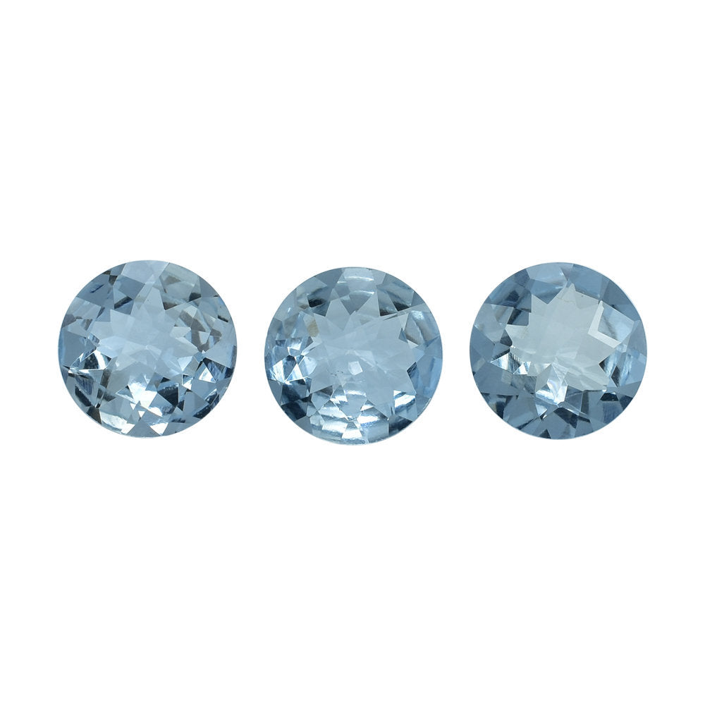 AQUAMARINE CHECKER CUT ROUND (A++/WINDOW) 8MM 1.40 Cts.