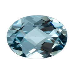 AQUAMARINE CHECKER CUT OVAL (B/SI) 7X5MM 0.65 Cts.